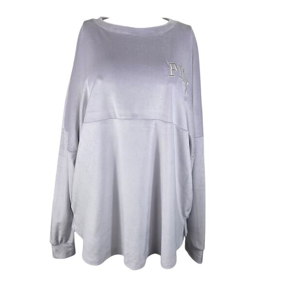 Victoria Secret Pink Gray Velvet Athletic Athleisure Winter Women's Top L - Picture 1 of 8